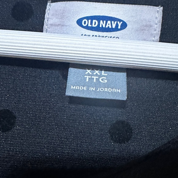 Old Navy Black Sheath Dress W/Flutter 3/4 Sleeve XXL Black On Black Dot Design - Picture 11 of 12